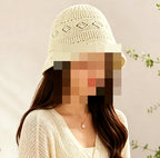 Knit Bucket Hat, Openwork Breathable Sun Hat, Adjustable – product photo