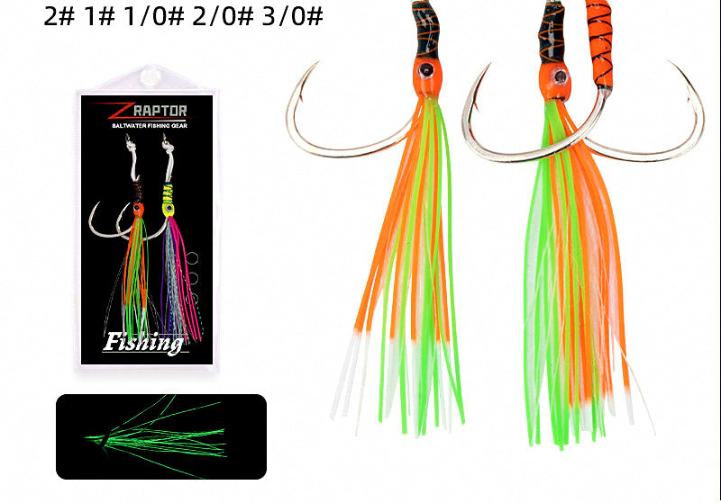 Slow Pitch Assist Hooks, Single & Double, UV Glow – product photo