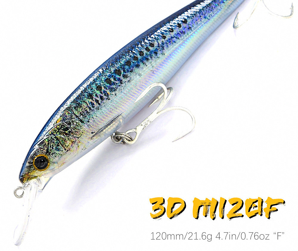 3D Printed Floating Minnow Lure, 120 mm (4.7 in), 21.6 g (0.76 oz) – product photo