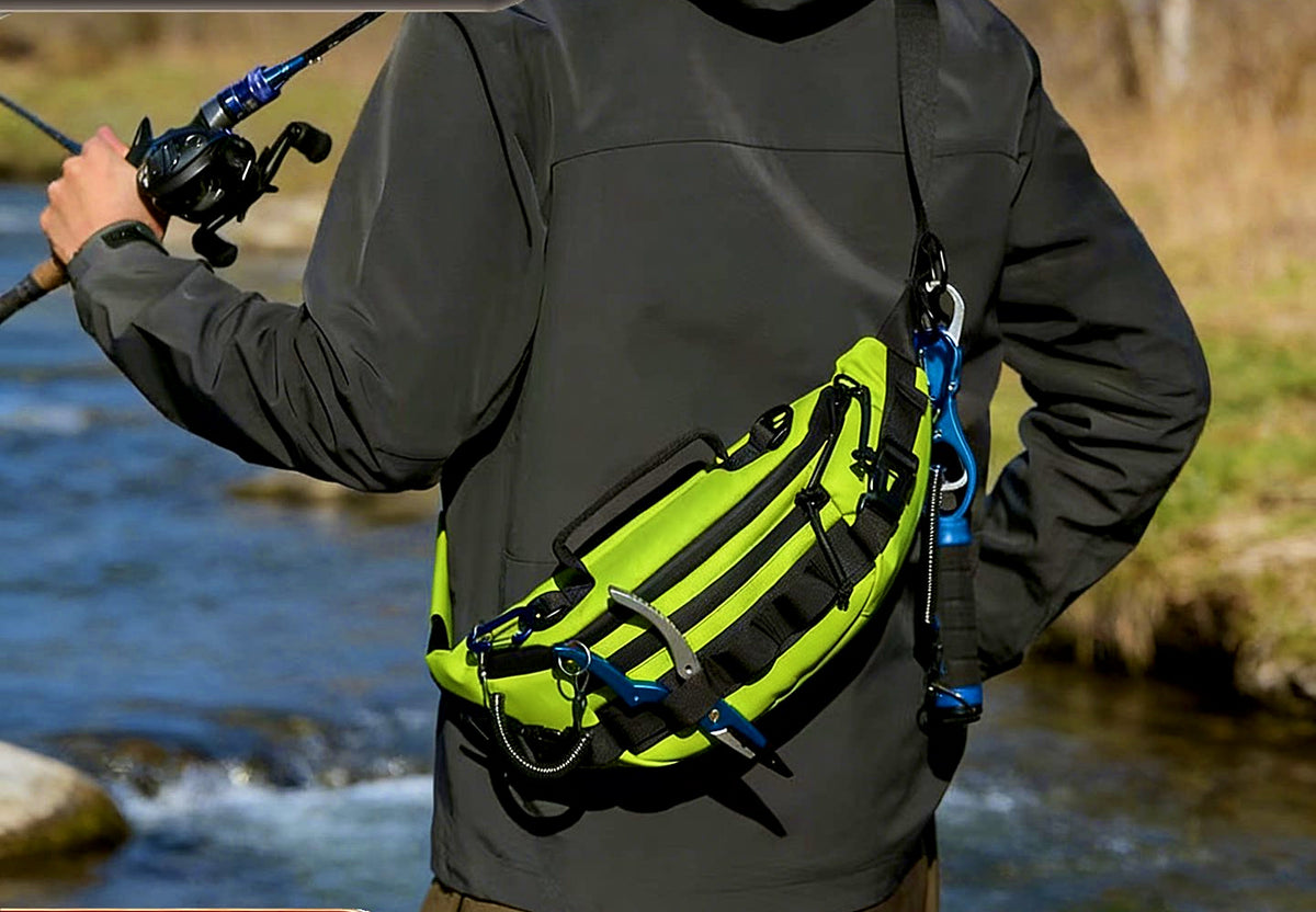 Waterproof Fishing Tackle Bag, Crossbody Sling, 38×16×9 cm – product photo