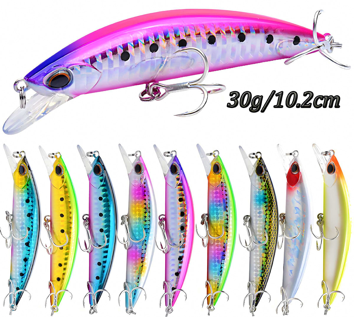 Long Cast Sinking Minnow Lure, 30 g (1.1 oz), 10.2 cm (4 in) – product photo