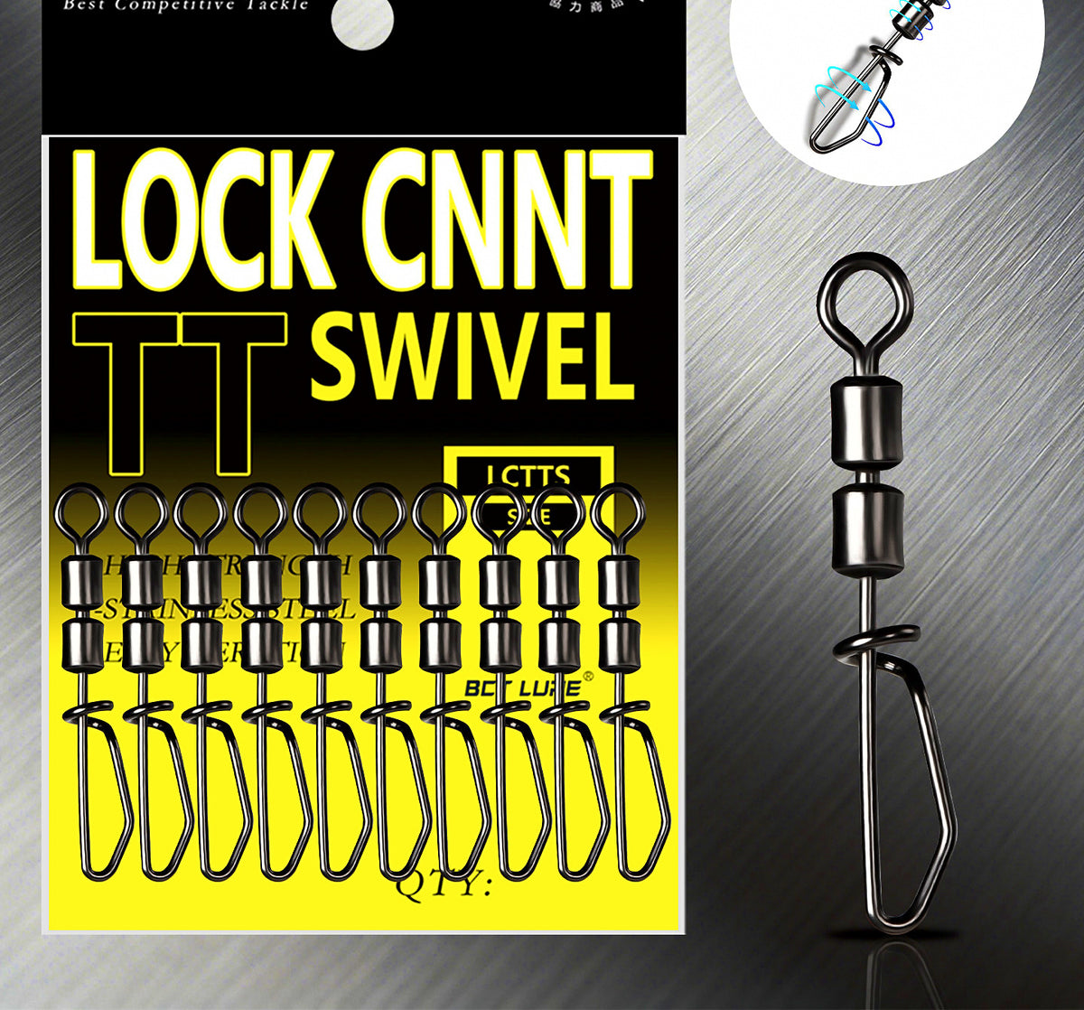 Double-Ring Snap Swivel Connectors, Stainless Steel, Sizes 6–3/0 – product photo