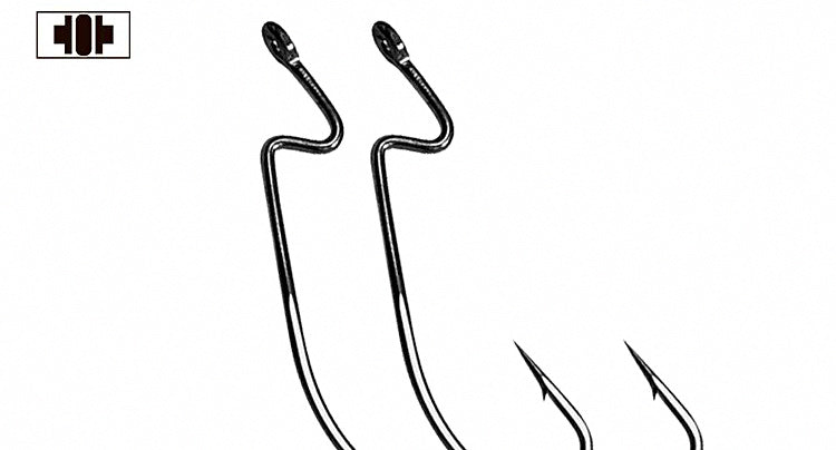 Wide Gap Offset Worm Hooks, Black Nickel, Size 4–3/0 – product photo