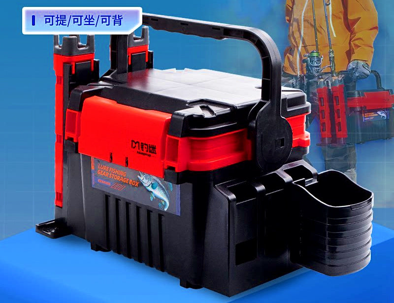 Sit-On Hard Tackle Box with Rod Holder Option, 6 L / 12 L – product photo