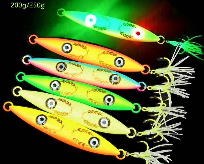 Glow Metal Jig with Rear Squid Hook, 200–250 g (7.1–8.8 oz) – product photo