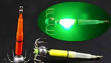 Glow Squid Jig, Tube Style Lure, Yellow or Red Glow – product photo
