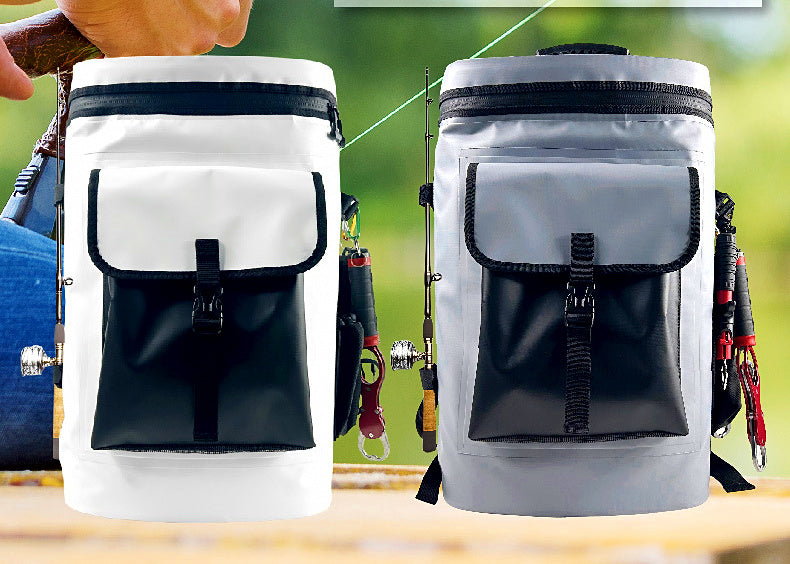 Waterproof PVC Fishing Backpack with Insulated Cooler, 30 L – product photo
