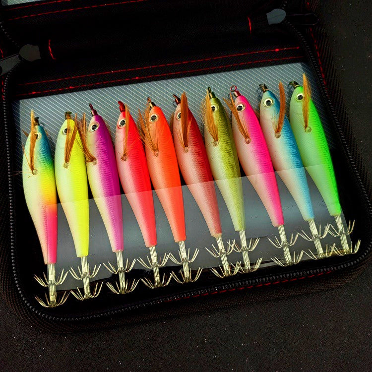 Glow Wood Shrimp Squid Jig, 10 cm (3.9 in), Painted – product photo