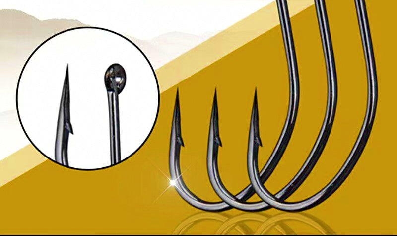 Black Barbed Maruseigo Live Bait Hooks, 50 pcs – product photo