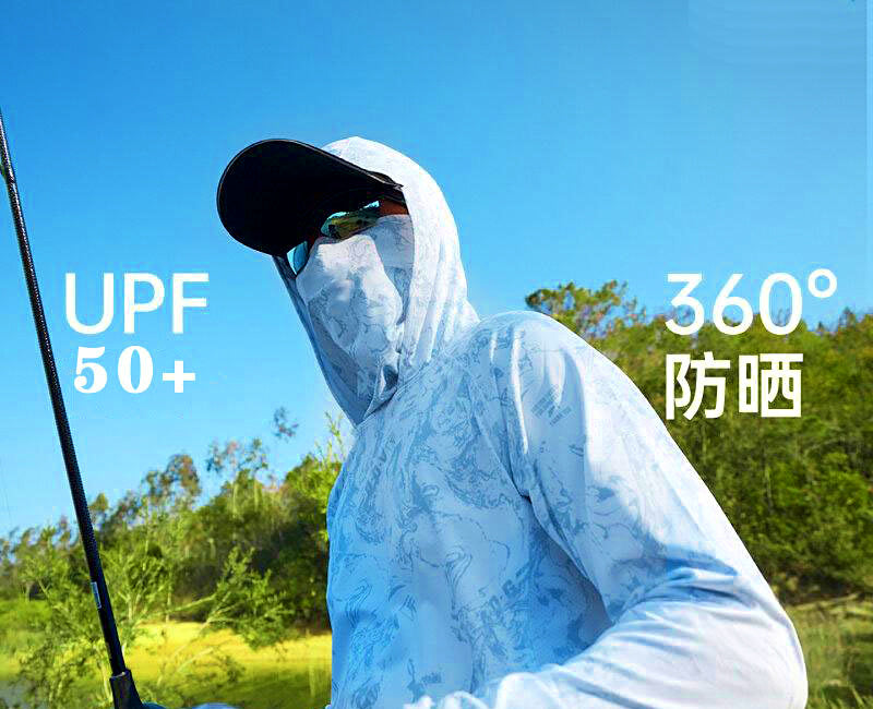 Men's UPF 50+ Hooded Fishing Sun Shirt, Camo Print – product photo
