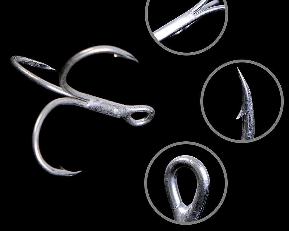 Tin-Plated Treble Hooks, Barbed, Sizes 1–12 (15–20 pack) – product photo