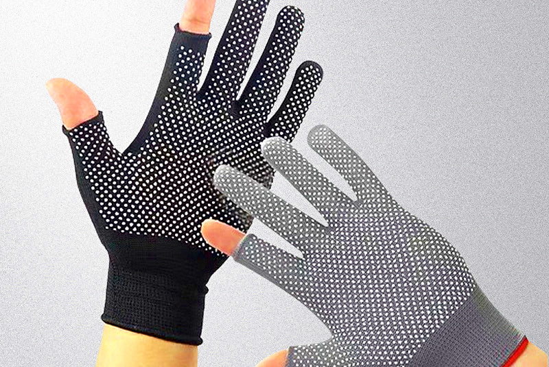 Nylon Dotted Grip Gloves, Exposed Finger, Fishing & Work – product photo