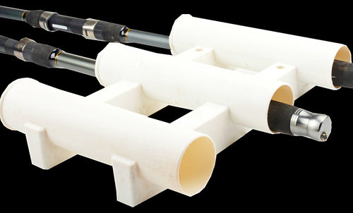 ABS Plastic Boat Rod Holder, 3-Tube, Black/White/Gray – product photo