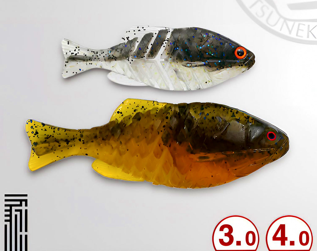 Bluegill Swimbait Soft Lure, 3 in & 4 in, 4-Pack – product photo