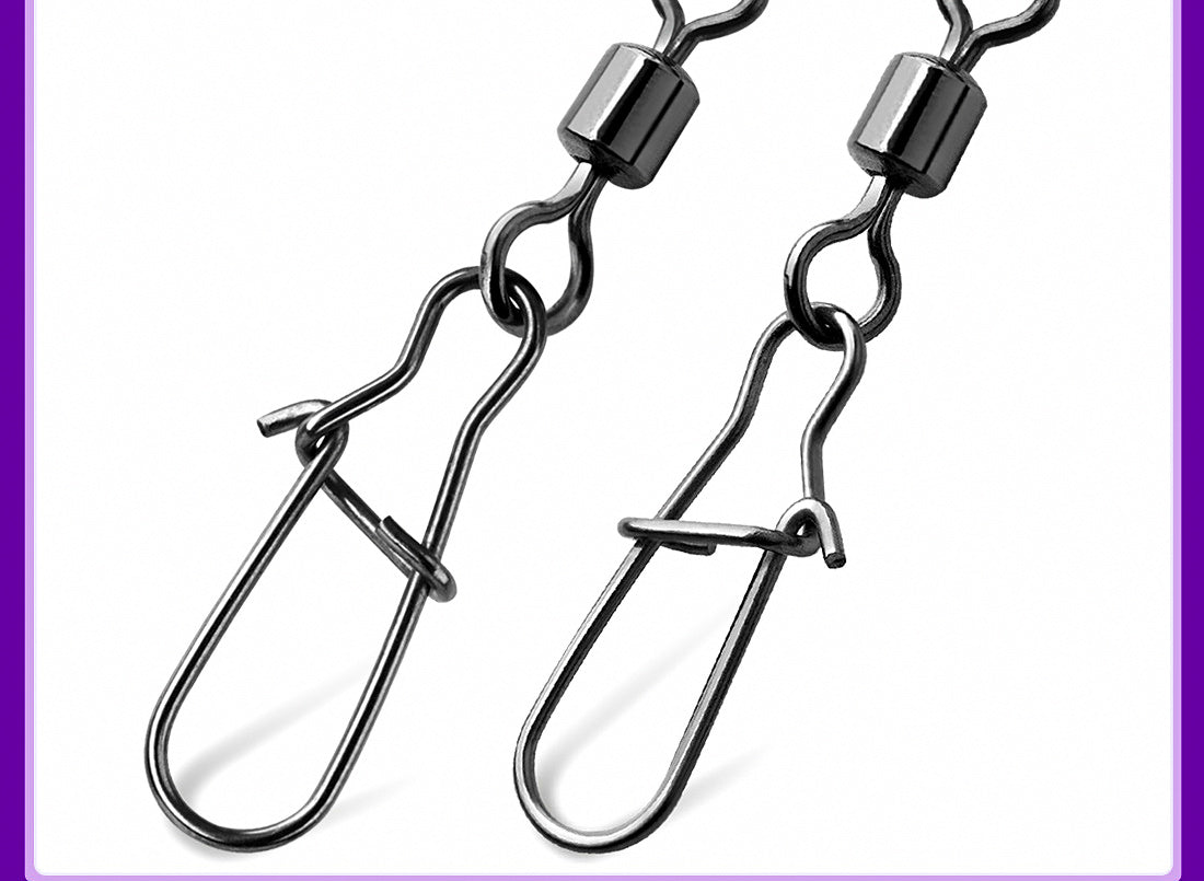 Black Duo-Lock Snap Swivels, 50-Pack, Sizes 14 to 4/0 – product photo