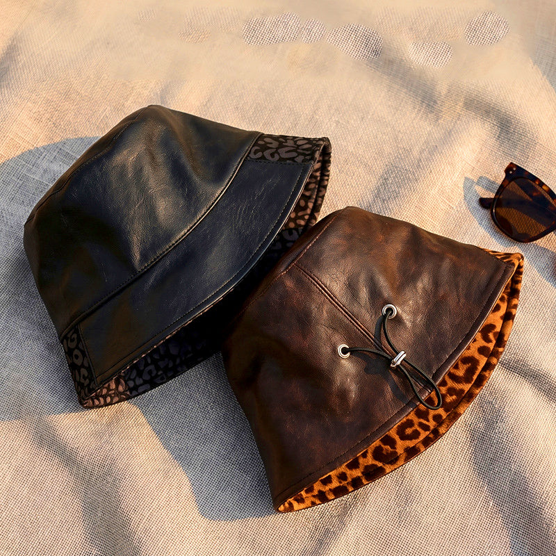 Leopard Print Bucket Hat, Polyester, Adjustable One Size – product photo