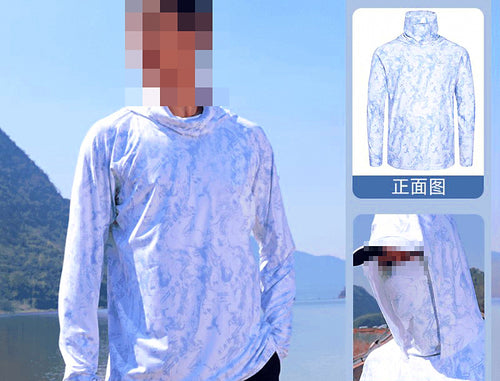 Men's UPF 50+ Hooded Sun Shirt, Camo, Quick-Dry – product photo