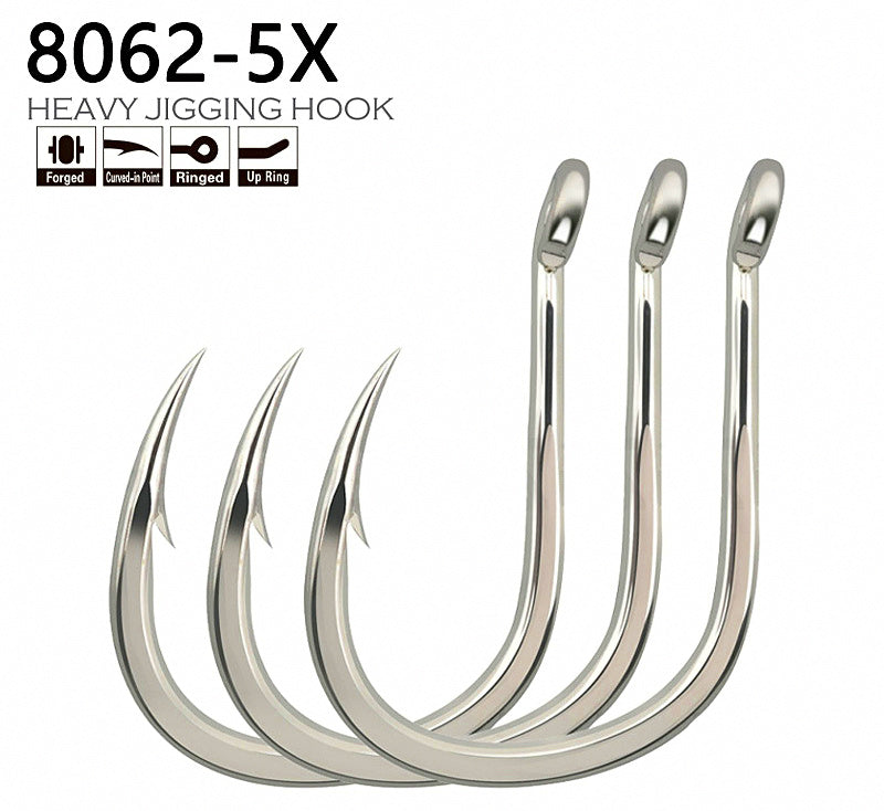 5X Strong Saltwater Jig Single Hooks, 2-Pack Set – product photo