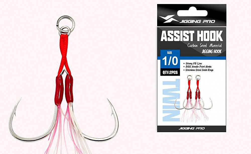 Barbed Double Jig Hooks, 2 Sets per Pack, #1 to 4/0 – product photo