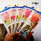 Squid Skirt String Hook Rig, Glow Colors, 6-Pack, Size 2–4 – product photo