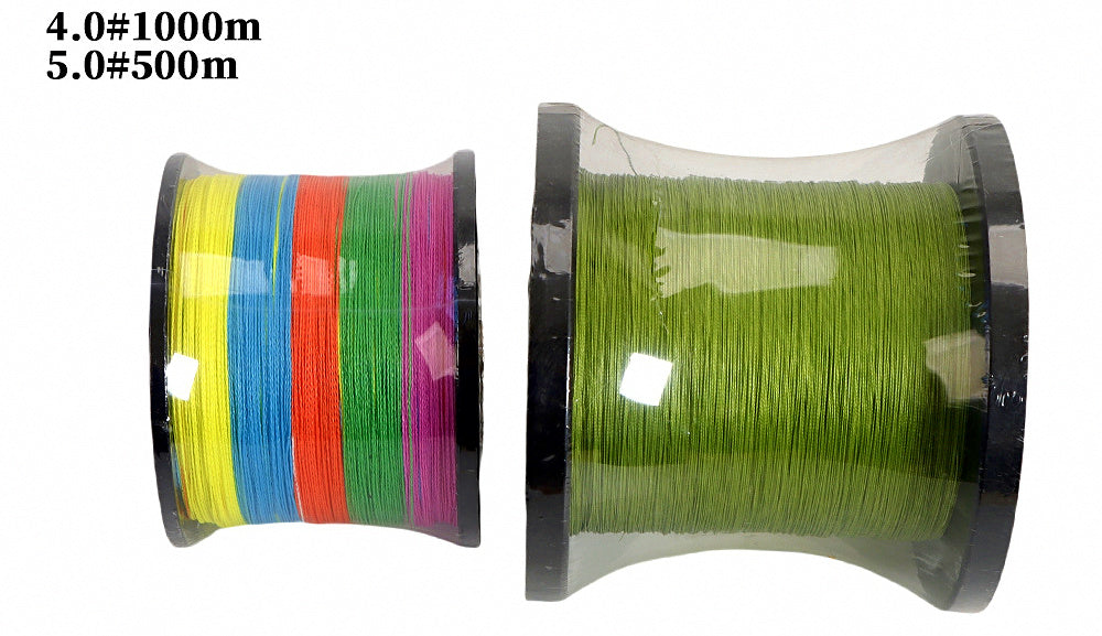PE Braided Fishing Line, 4-Strand Multicolor or 8-Strand Green – product photo
