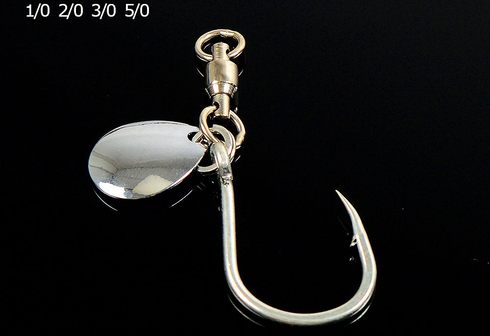 Spinner Flash Hooks with Bearing Swivel, 5-Pack, Sizes 1/0–5/0 – product photo