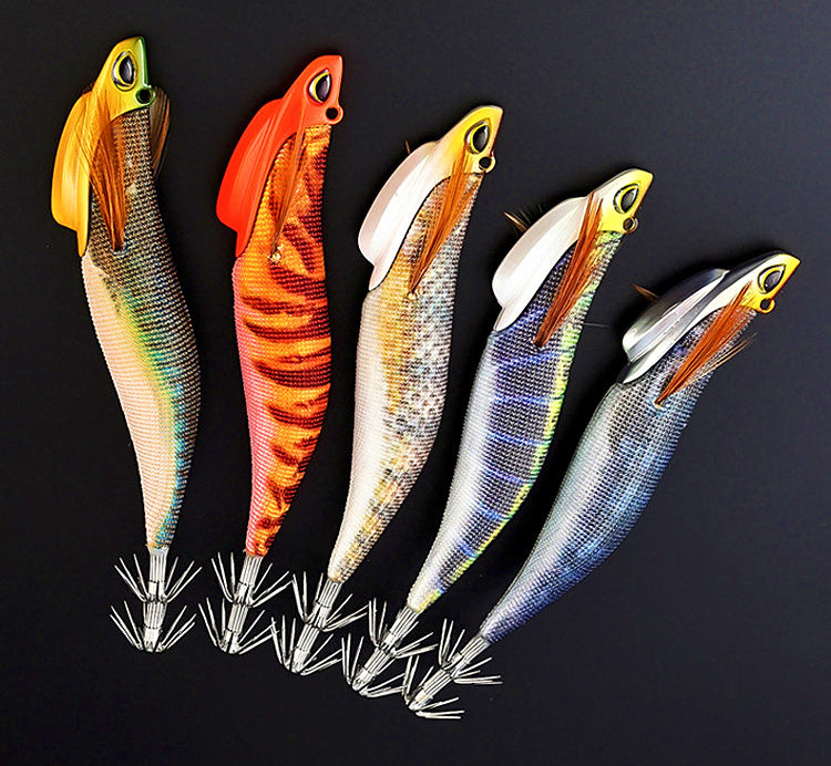Weighted Sinking Squid Jig, Large Wood Shrimp Style – product photo