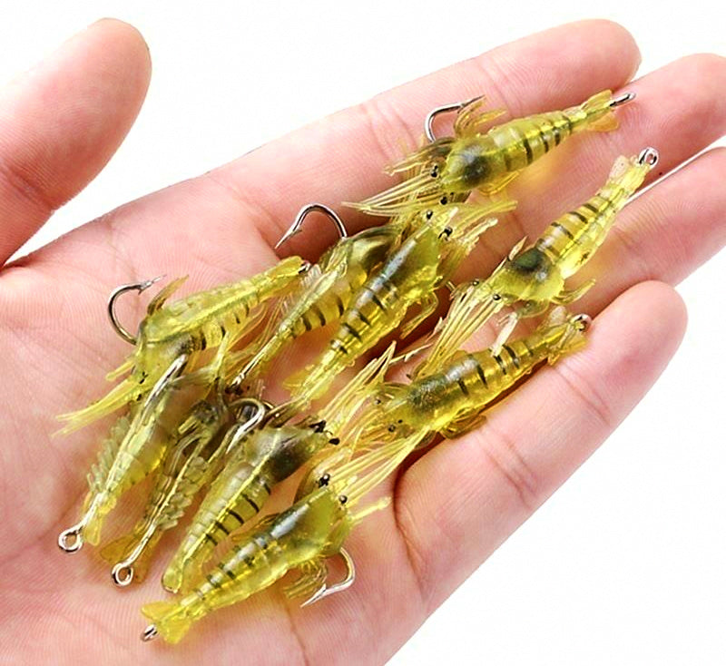 4 cm (1.6 in) Soft Shrimp Lure, Glow & Yellow Striped – product photo