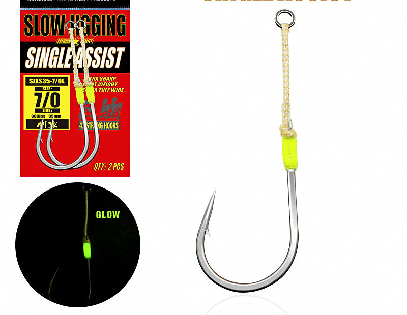 Slow Pitch Single Assist Hook, Kevlar Cord, 4/0–11/0 – product photo