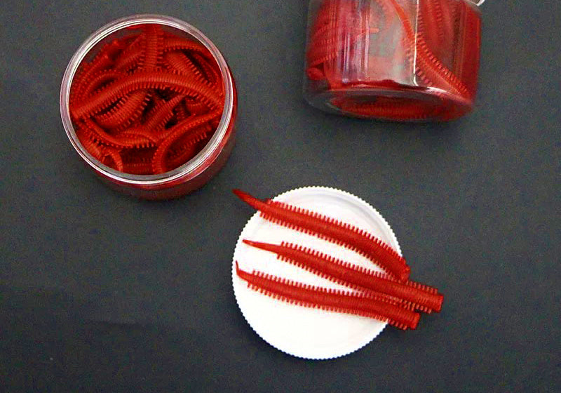 Soft Sandworm Lure Bait, Dark Red, 30 Pieces per Bottle – product photo