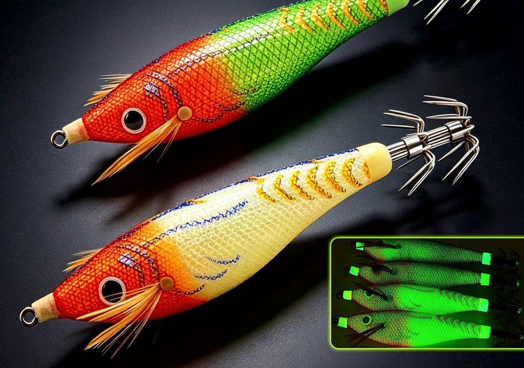 Glow Wooden Shrimp Squid Jig (Egi), 6.5 g (0.23 oz) – product photo