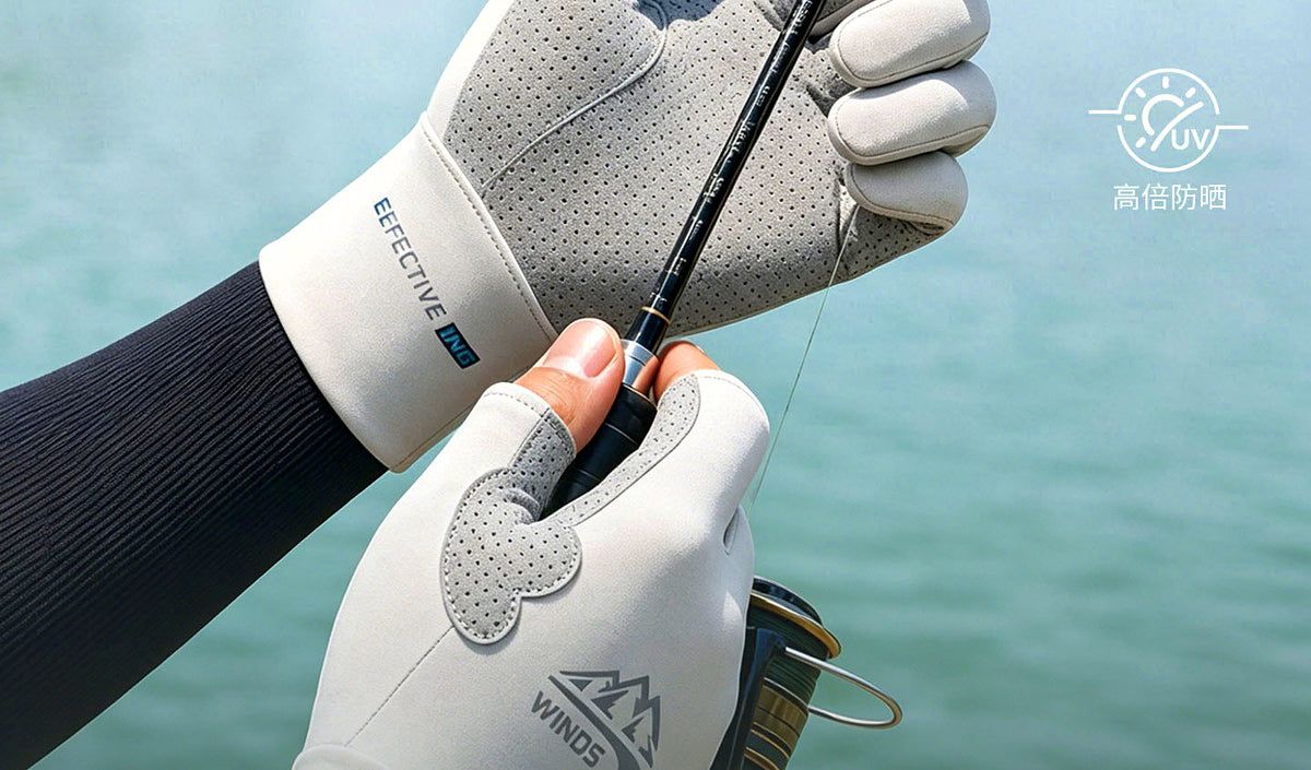 Fishing Gloves, UPF 50+ Non-Slip, Full/Half/2-Finger Cut – product photo