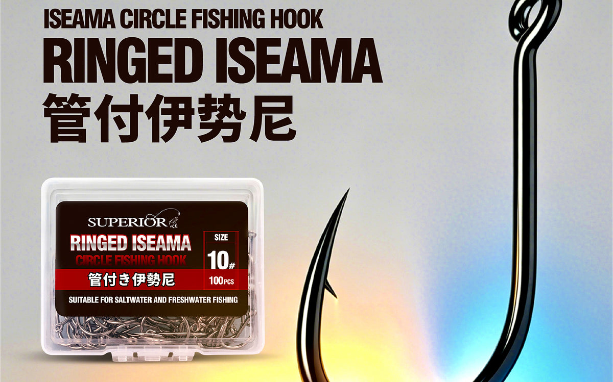 Iseni Barbed Fishing Hooks, Black, Boxed Pack, Sizes 3-14 – product photo