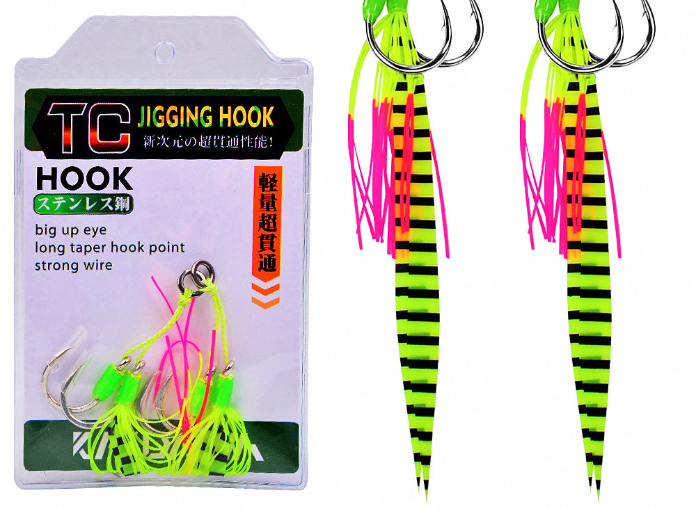 Jig Double Assist Hooks with Silicone Strands, 1/0–5/0 – product photo