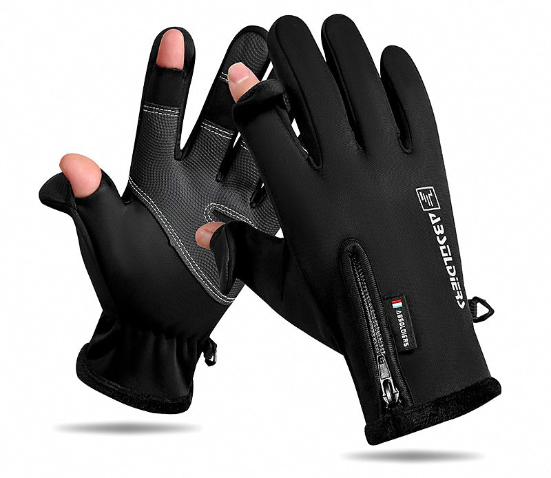 Fleece-Lined Fishing Gloves, Touchscreen, Flip-Top Finger Options – product photo