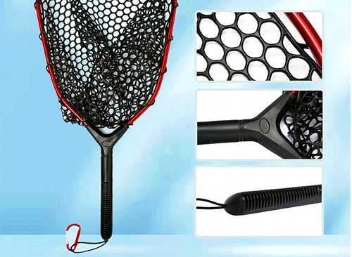 Aluminum Frame Landing Net with Silicone Mesh, Fly & Lure – product photo