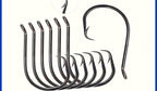 Black Octopus Hooks, High Carbon Steel, Barbed, Sizes 1 to 10/0 – product photo