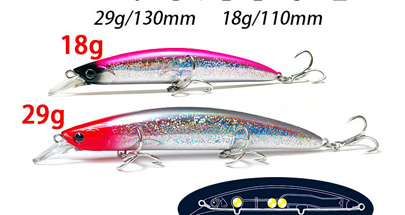 Floating Minnow Hard Bait, 18 g (0.6 oz) & 29 g (1 oz) – product photo