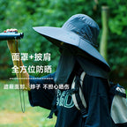 Wide Brim Sun Hat with Face Mask & Neck Flap, Adjustable – product photo