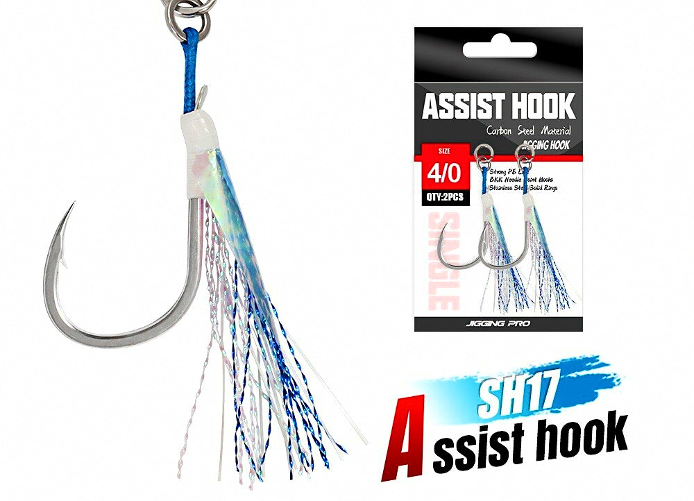 Single Assist Hook, Steel Wire, Barbed, Sizes 1 to 4/0 – product photo
