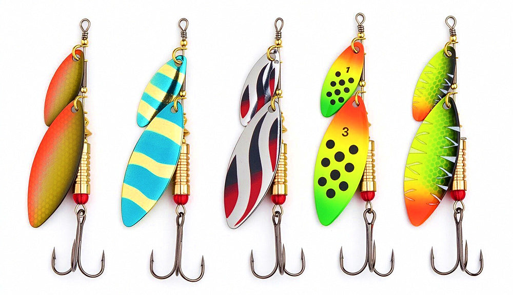 Double Willow Blade Spinner Spoon Lure, Long-Cast Metal – product photo