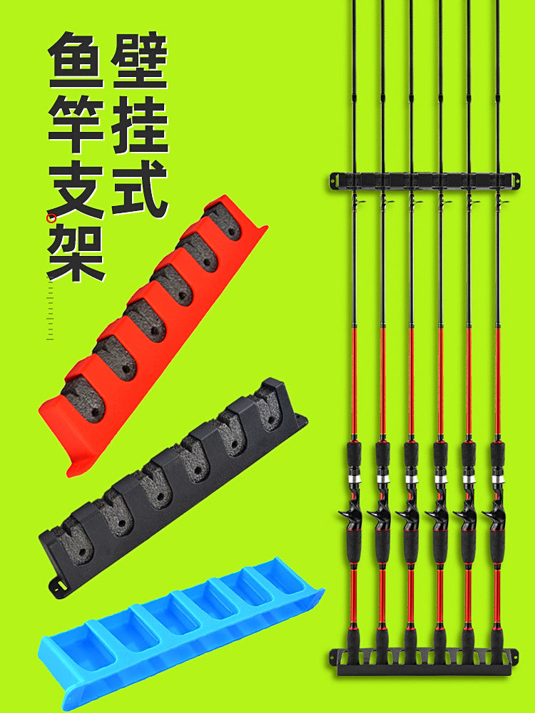 Wall Mount Fishing Rod Holder Rack, 6-Slot ABS – product photo