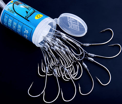 Snelled Maruse Barbed Hooks, Sizes 10–28, Tied Leader – product photo