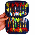 Spinner Spoon Lure Kit with Feathers, 16-Piece Set – product photo