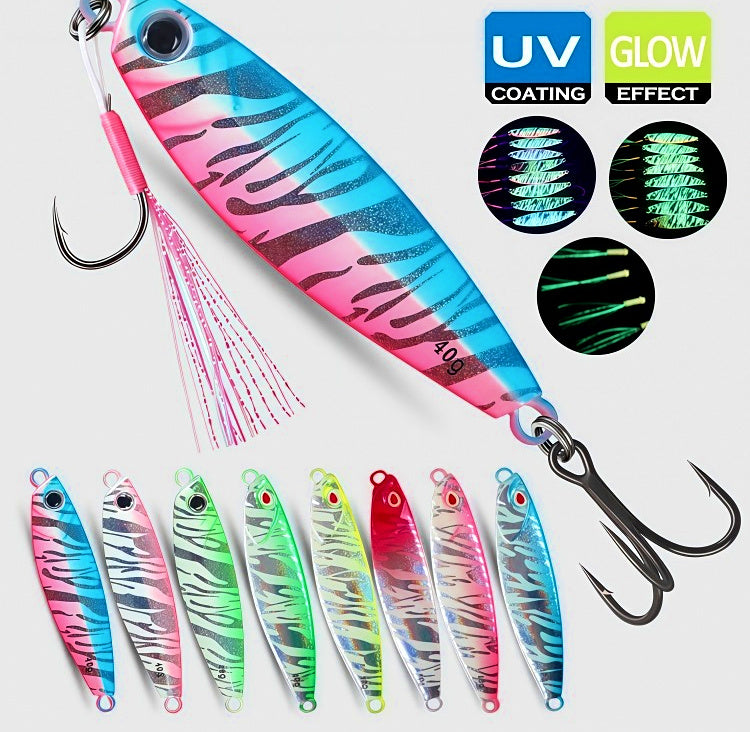Glow Tiger Stripe Metal Jig, Double Hook, 30–80 g (1.1–2.8 oz) – product photo