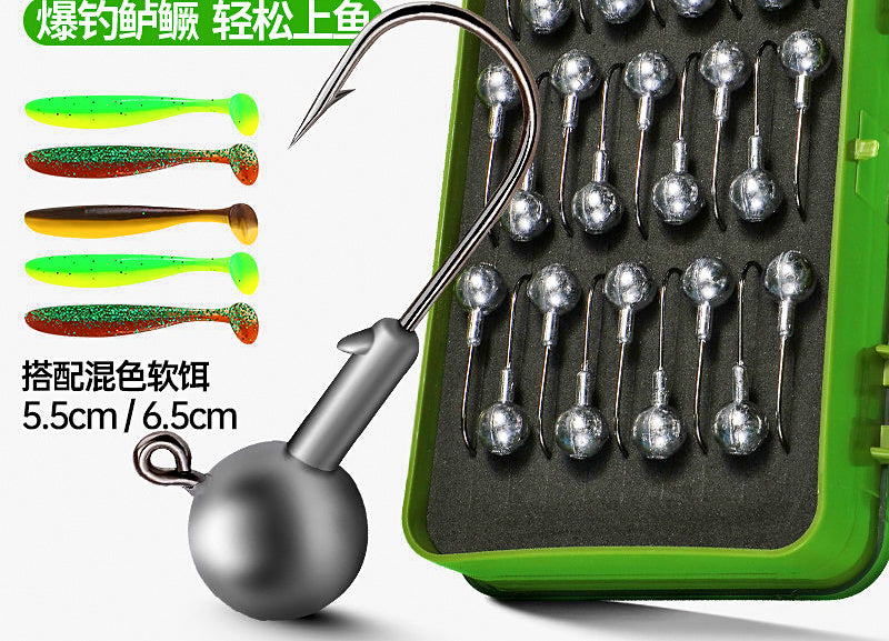 Lead Jig Heads & T-Tail Soft Baits Set, 3.5–14 g (0.12–0.49 oz) – product photo
