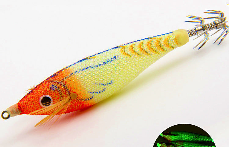 Wooden Shrimp Squid Jig (Egi), Glow, 6.5 g (0.23 oz) – product photo