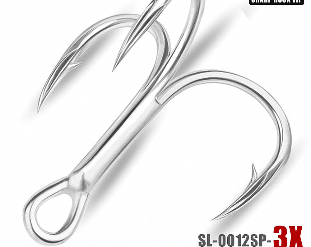 Strong Treble Hooks, Tin-Plated, Barbed, Size 12 to 3/0 – product photo
