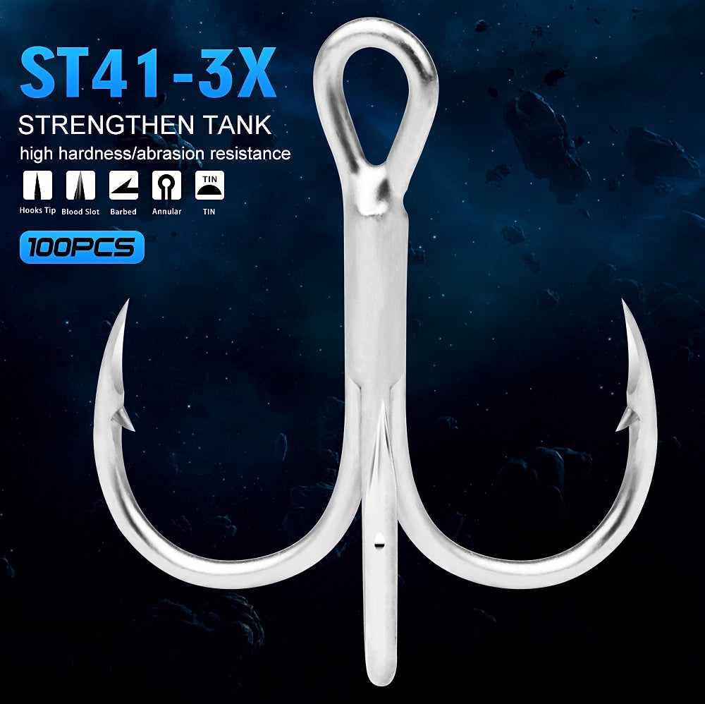 Saltwater Treble Hooks, Barbed, 20-Pack, Sizes 14 to 3/0 – product photo