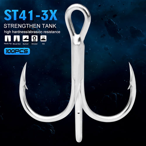 Saltwater Treble Hooks, Barbed, 20-Pack, Sizes 14 to 3/0 – product photo